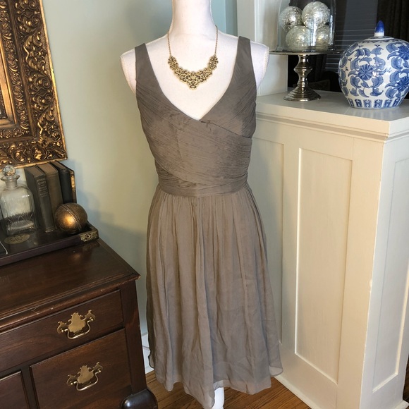 J. Crew Dresses & Skirts - J Crew Silk Chiffon Gray Cocktail Bridesmaid Dress